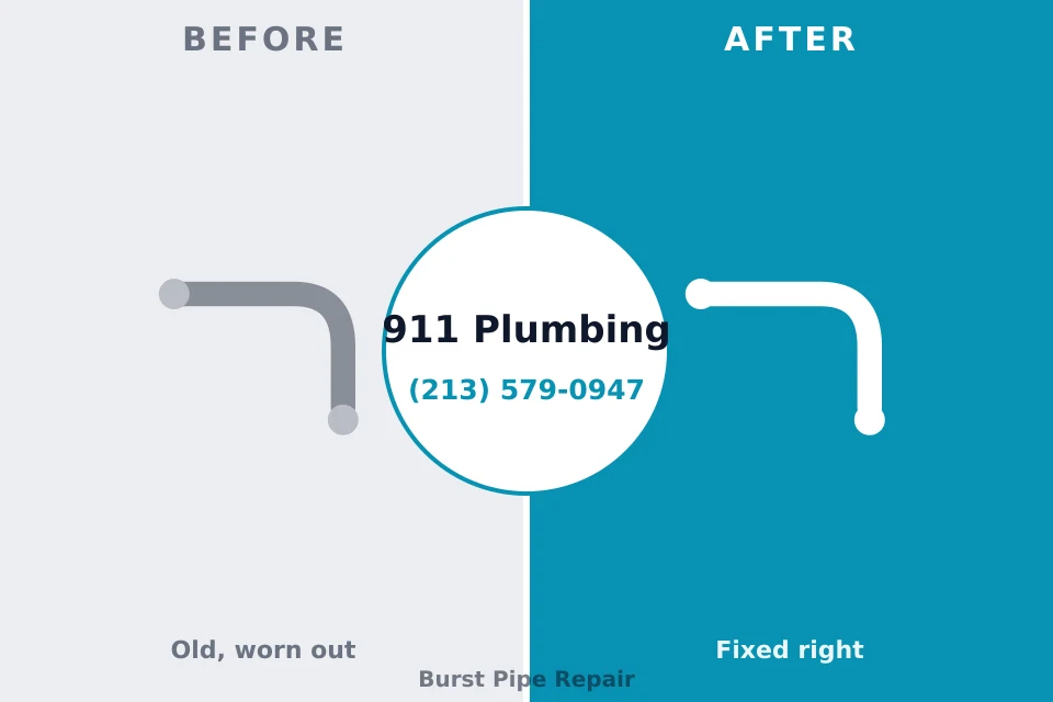 Before and after: plumbing repair South Hempstead, NY